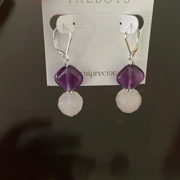 Talbots Linear Stone Drop Earrings - Picture 2 of 3
